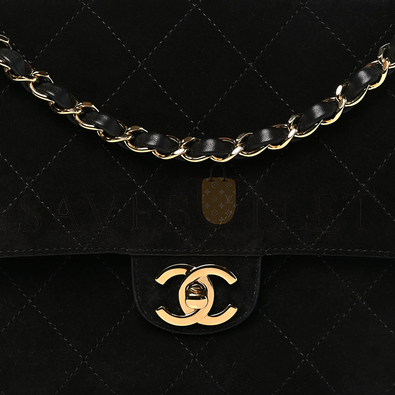 CHANEL SUEDE CALFSKIN SMALL SOUPLISSIMO MAXI FLAP BLACK (33*18*10cm)